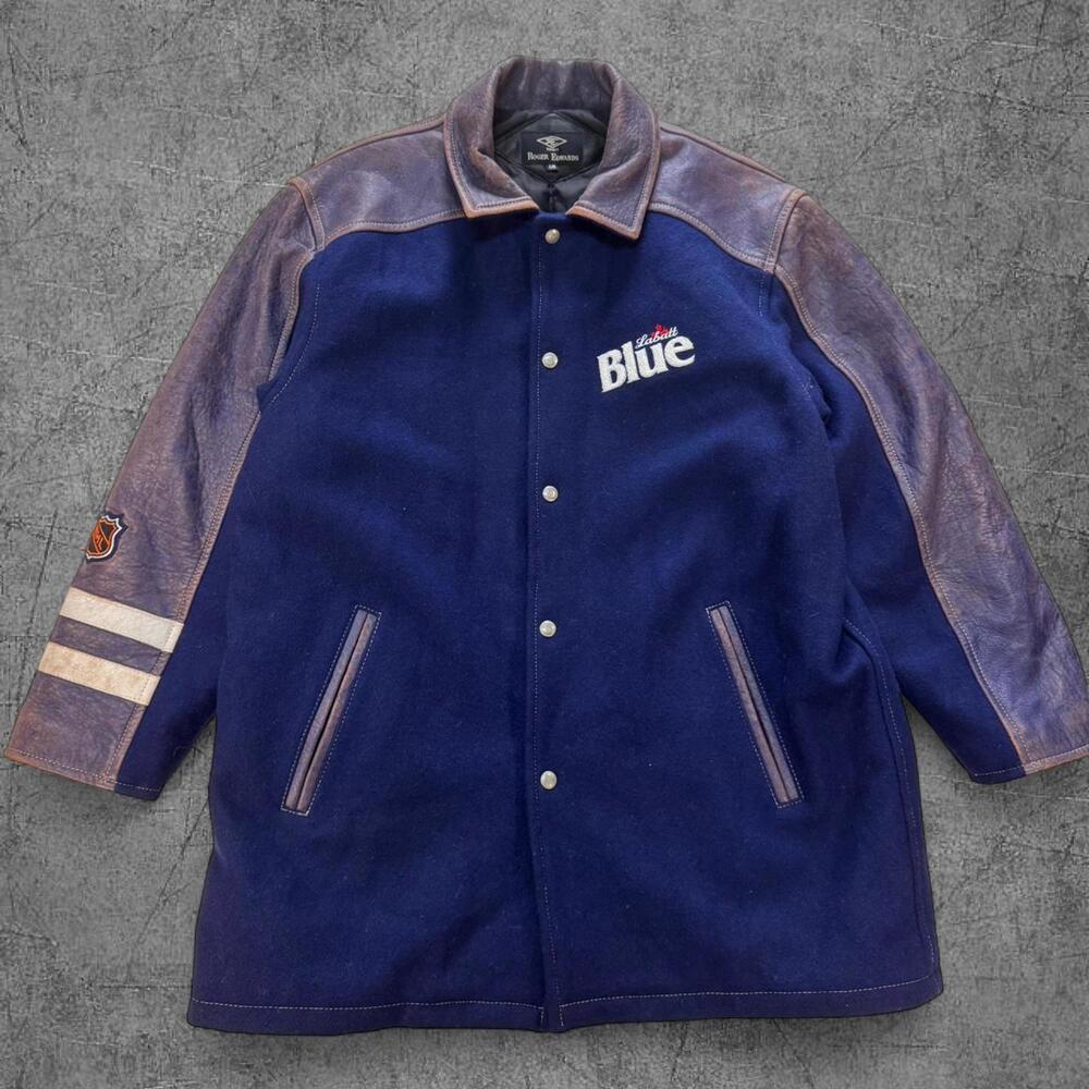 Vintage 90s NHL Labatt Blue Limited Edition Leather Coat